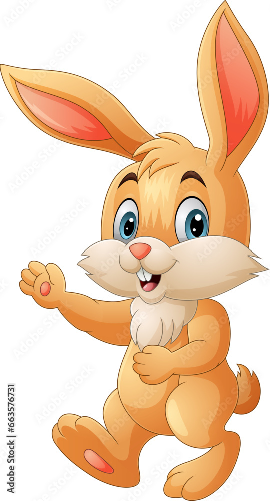 Wall mural Cartoon funny rabbit on white background