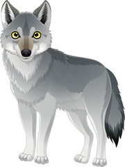Cartoon wolf on white background - 663576942