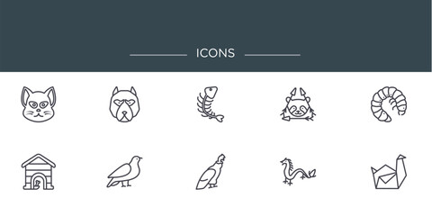set of 10 outline web icons such as , vector icons for report, presentation, diagram, web design, mobile