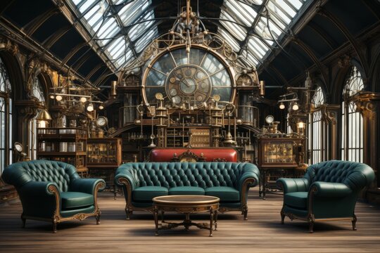 interior of steampunk room
