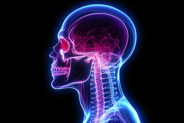 Human body x-ray, x-ray anatomy of human head - obrazy, fototapety, plakaty