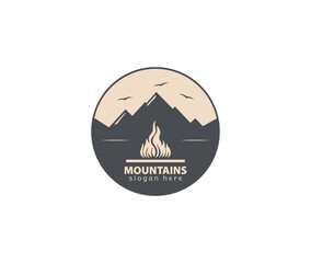 Mountain fire logo vector