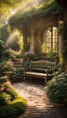 Fototapeta premium Old Bench in the garden