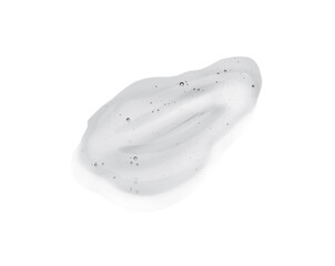 Smear of cosmetic oil on light surface, above view