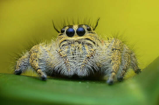 Jumping spider Hyllus diardi natural background
