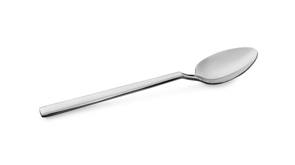 One clean shiny spoon isolated on white