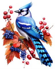 A blue bird perched on a tree branch