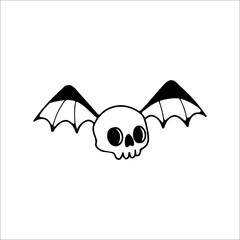 vector illustration of a skull with bat wings