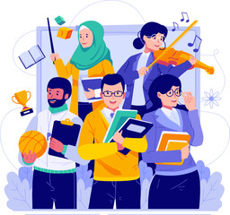 Happy Teacher’s Day With a Group of Teachers From Various Subjects Gathers. World Teachers Day Celebration