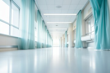 Hospital corridor. Background with selective focus and copy space