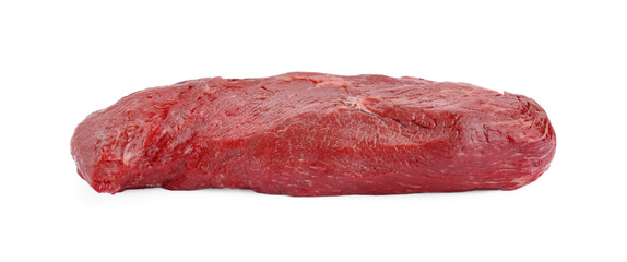 Piece of raw beef meat isolated on white