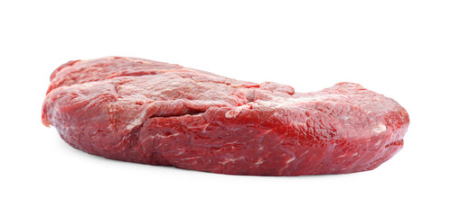 Piece of raw beef meat isolated on white