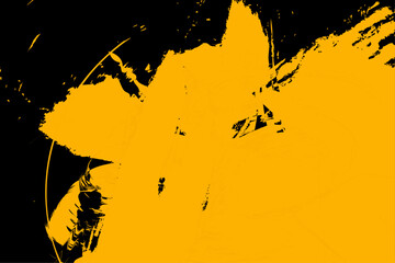 Splash ink black and yellow abstract dirty grunge background