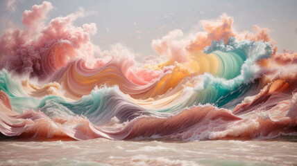 Abstract pastel color sea waves wallpaper