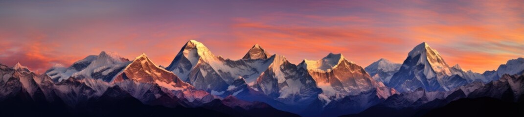 A breathtaking sunset over a majestic mountain range