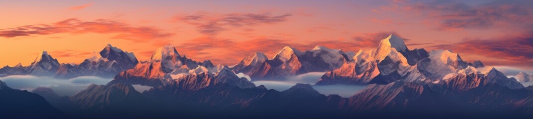 A majestic mountain range at sunset - obrazy, fototapety, plakaty