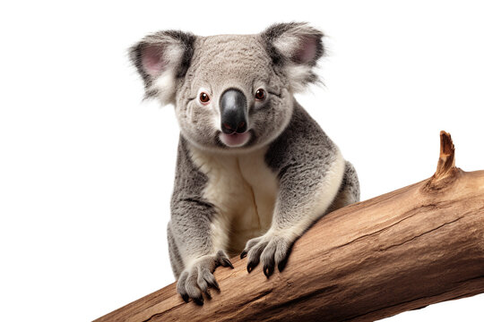 koala sitting on a branch.  File png