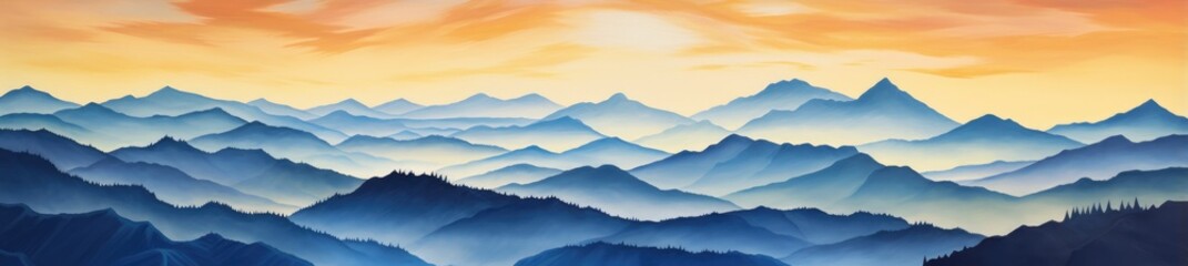 Obraz premium A breathtaking sunset over majestic mountain peaks