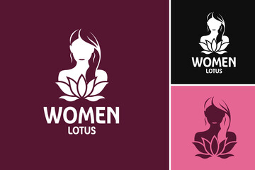 "Women Lotus Logo" is a visually appealing design asset featuring a lotus flower motif, ideal for businesses or organizations targeting women, such as beauty, wellness, and yoga-related industries.