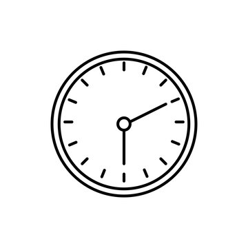 Circular wall clock line icon, linear style flat illustration on white background..eps