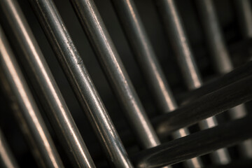 Stainless steel wires in a close-up picture. Close up of iron nails.
