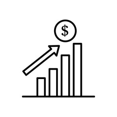 Dollar Rate Increase line icon. Financial success symbol, logo illustration. Vector symbol on white background..eps