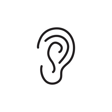 ear, hearing line icon, outline vector flat trendy style illustration on white background..eps