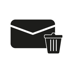 Envelope and garbage container icon. Sign delete message. Vector illustration. EPS 10.