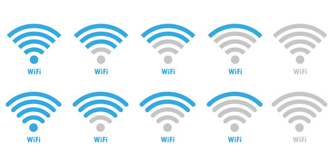 Blue wi-fi icons. Vector illustration. EPS 10.