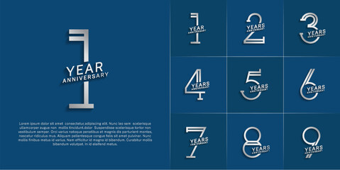 set of anniversary logotype silver color for special celebration event