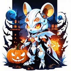 Halloween robot mouse and pumpkin 04