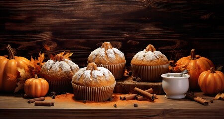 Freshly baked pumpkin muffins with a hint of autumn warmth