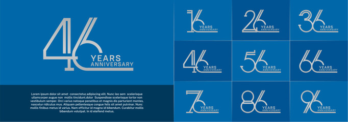 set of anniversary logotype silver color for special celebration event
