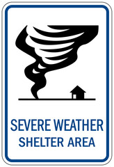 Severe weather shelter sign and labels