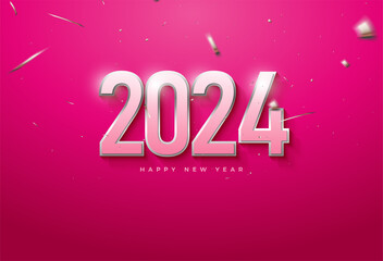 Fototapeta na wymiar 2024 new year celebration with outline silver numbers combined. vector premium design.