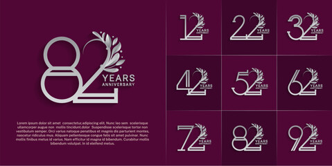 set of anniversary logotype silver color and ornament for special celebration event