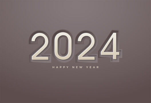 2024 new year celebration on a very clean gray background. vector premium design.