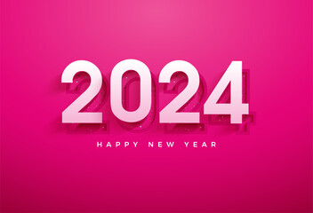 2024 new year celebration with double digit illustration. design premium vector.