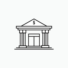 Bank Icon. Finance Building, Investment Board Symbol  - Vector.