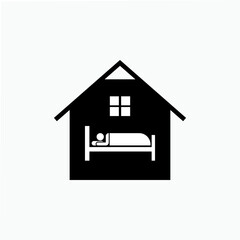 Hotel Icon. Sleep Symbol. Hostelry Sign. Accommodation Element Illustration. Logo Component - Vector.