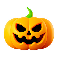 3D Illustration of Spooky smile Pumpkin, Halloween Icon rendering