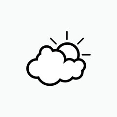 Cloudy Icon. Sun Behind Cloud. Forecast, Weather Symbol.