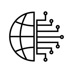Fototapeta na wymiar globe with electric circuit, illustration of artificial intelligence icon vector