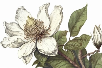Illustration showing a blooming flower. Generative AI