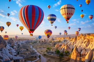 Hot air balloon festival in Cappadocia, a sky filled with floating colors
