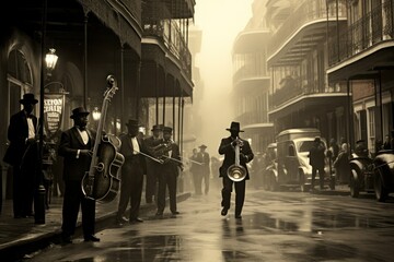 Jazz-filled streets of New Orleans during the Roaring Twenties