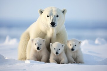  Polar bear family in the Arctic, icy adventures in a snowy wonderland