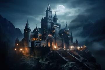 Tantalizing Transylvanian castle, with legends of vampires and age-old mysteries. - obrazy, fototapety, plakaty