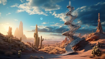 Obraz premium Picture of a Desert Landscape with Cacti That Have Grown