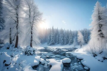 winter landscape with river